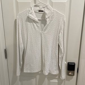 Stretchy white quarter zip sweater